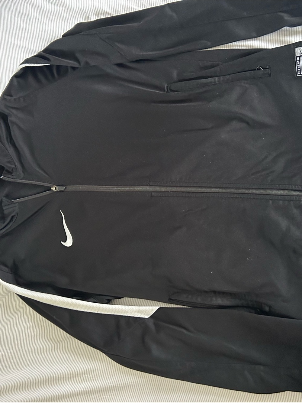 Nike Men’s Black Athletic Full-Zip Jacket with White Swoosh
